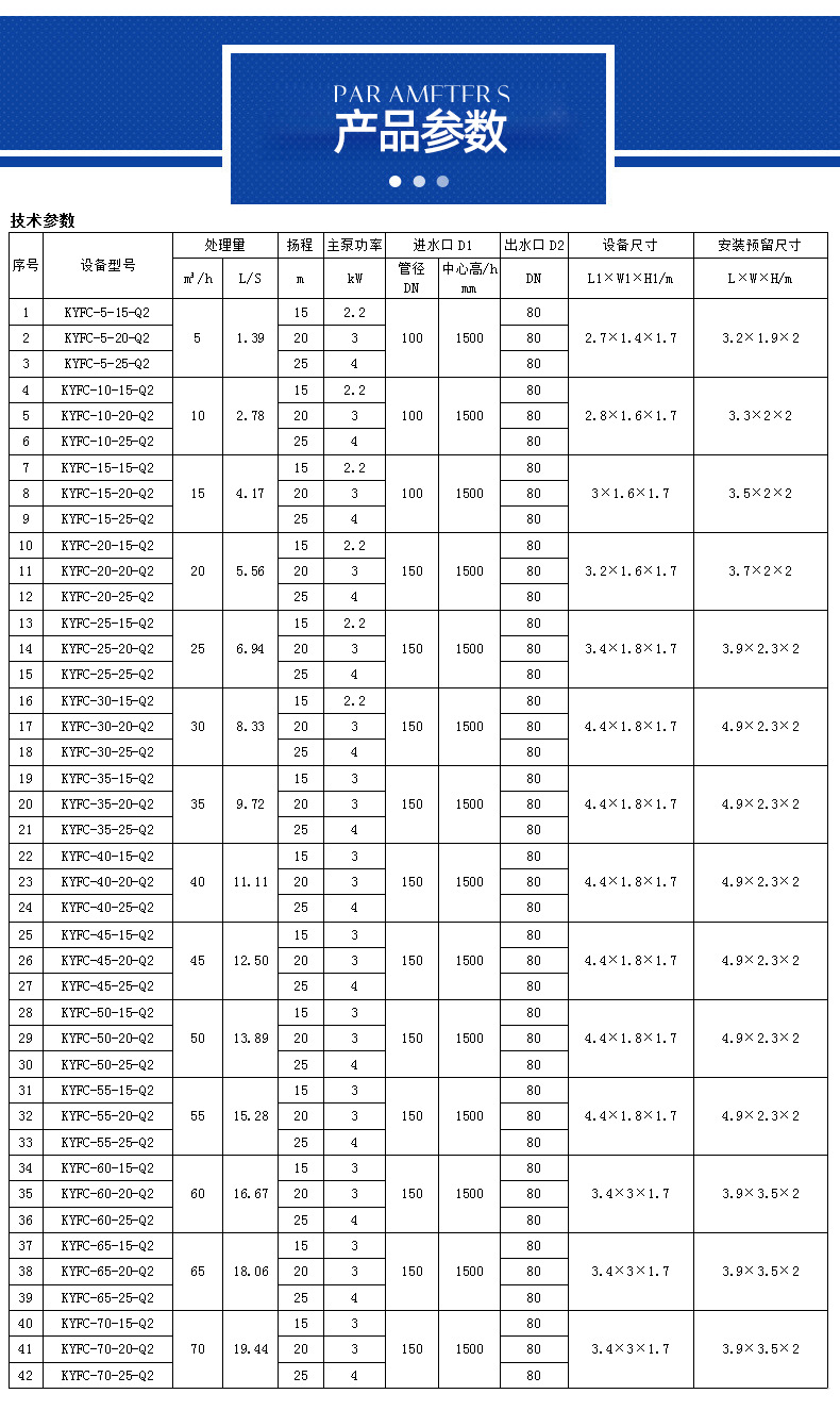 隔油設備參數